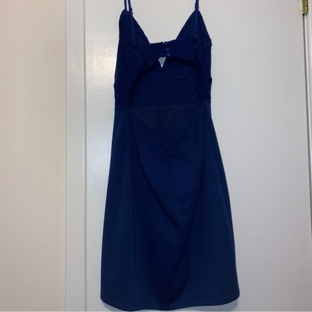 Lulu's Navy Blue Lace Midi Dress